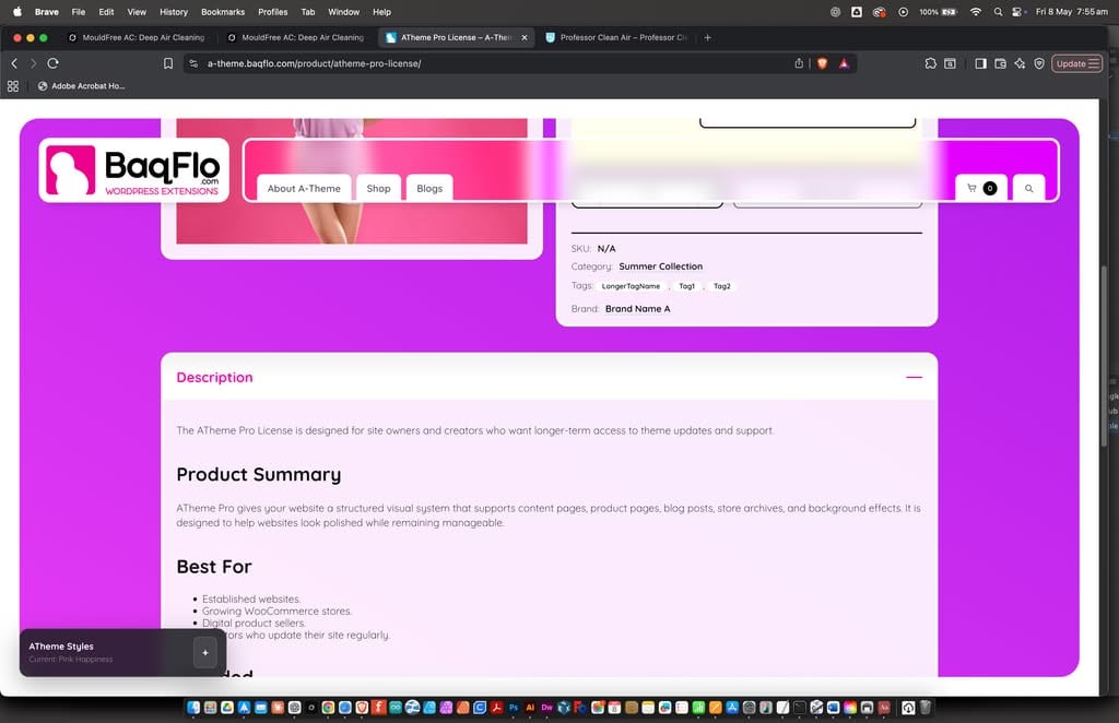 No custom css, just BaqFlo A-Theme setting changes